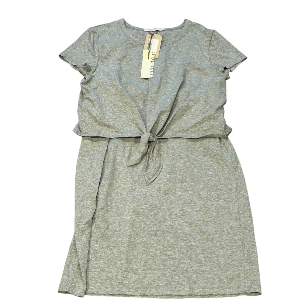 Sundance Everyday Tie-Front Heather Gray T-Shirt Dress M NWT